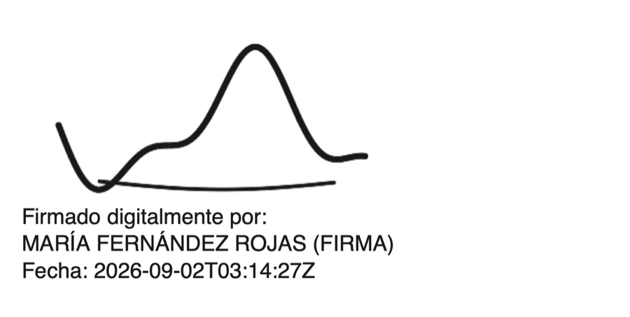 Firma visible con el nombre de la persona firmante y la fecha